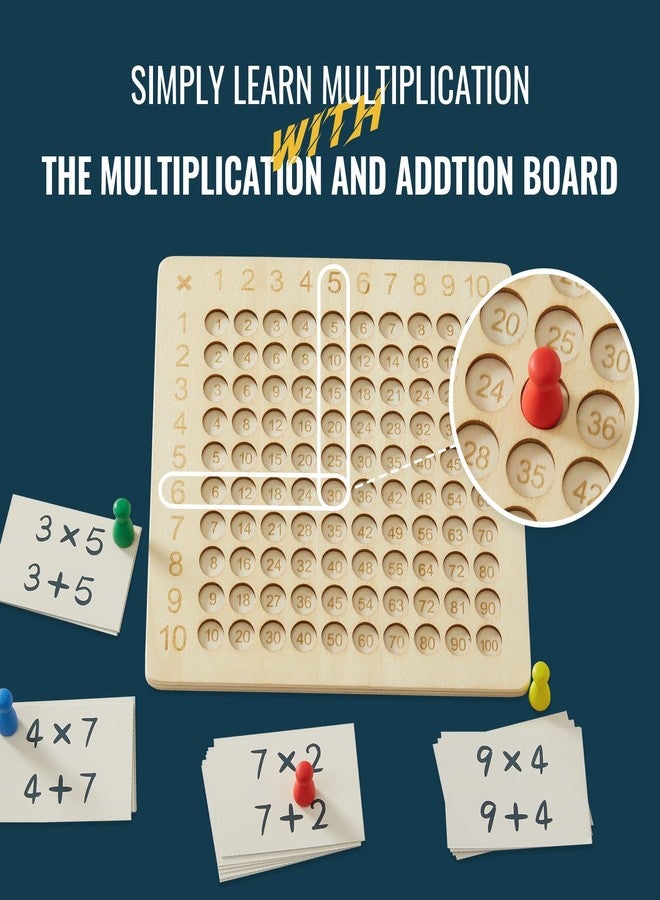 Asweets 2 in 1 Wooden Montessori Multiplication Addition Board Game Montessori Toy Educational Math Table Board Game Double-Sided Boards for Toddlers and Preschool Gifts for Kids - Image 2